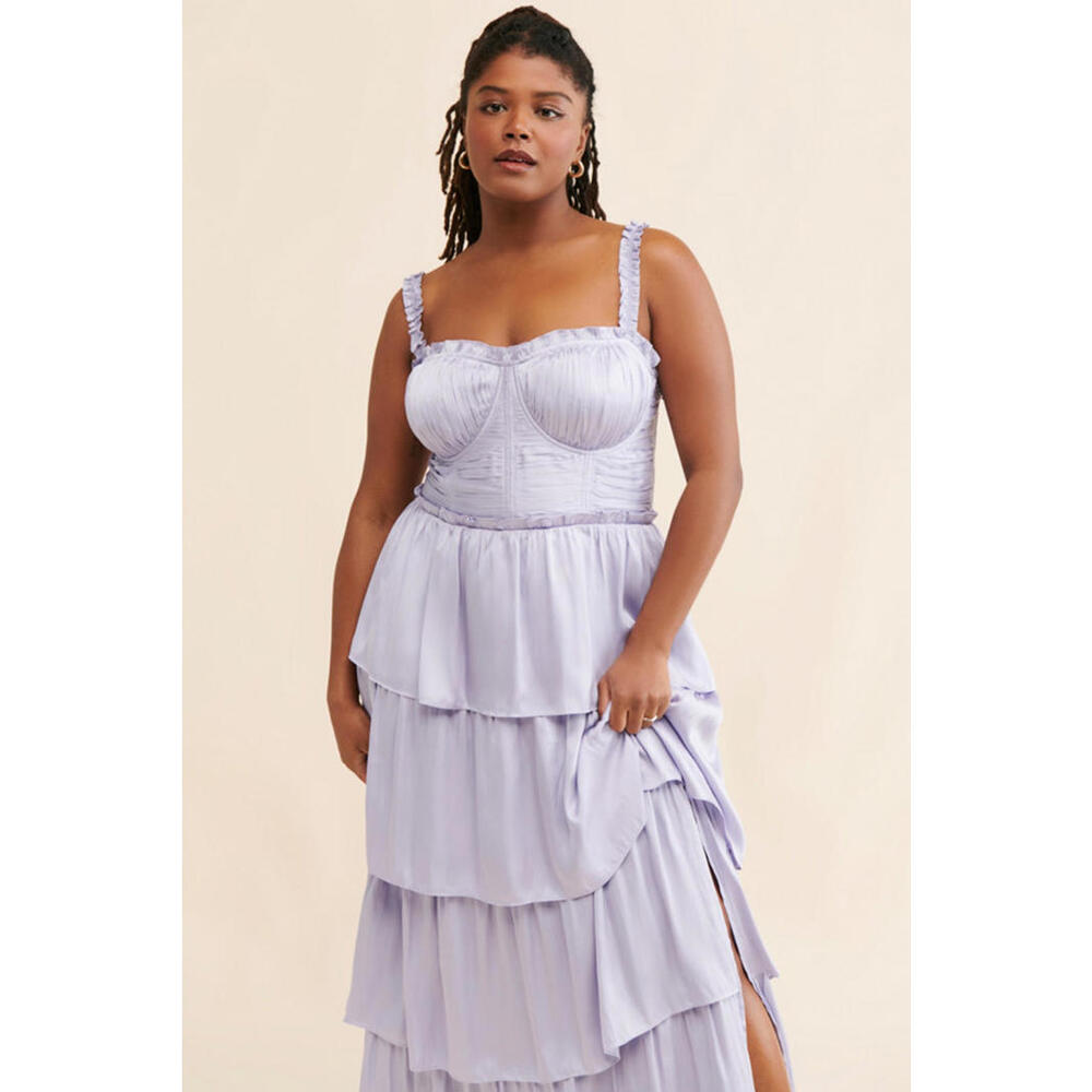 Anthropologie x ASTR The Label - Lavender Tiered Dress Ruched Bodice, Size 1X